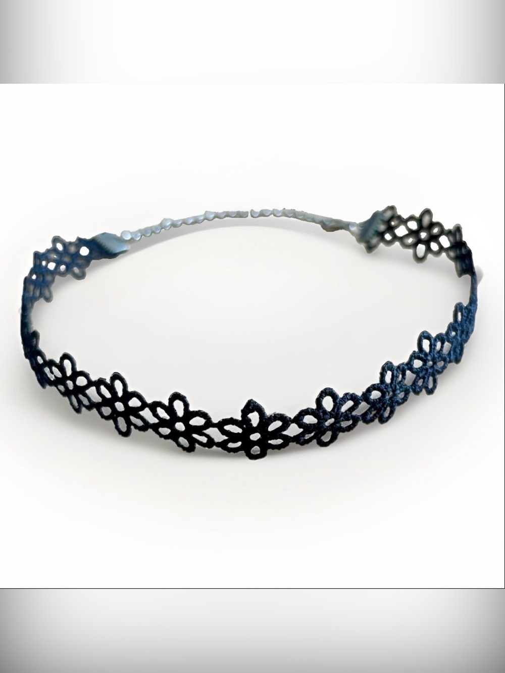 Black Daisy Lace Choker Necklace Gothic Y2K Coquette Grunge Floral Adjustable